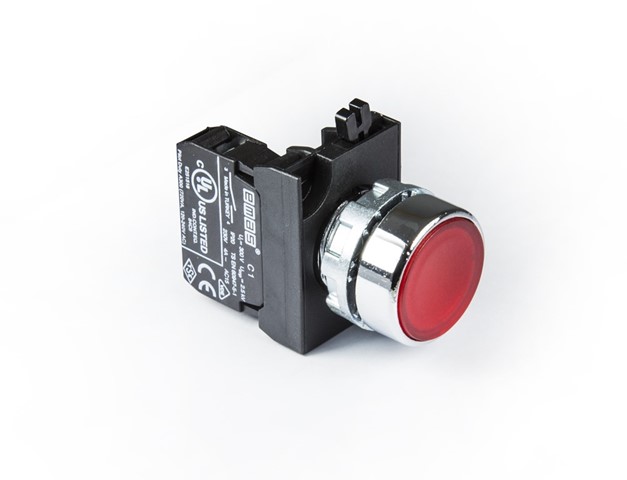 CM Series Metal 1NO Spring Flush Red 22 mm Control Unit